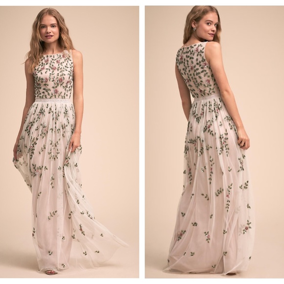 bead works on gown